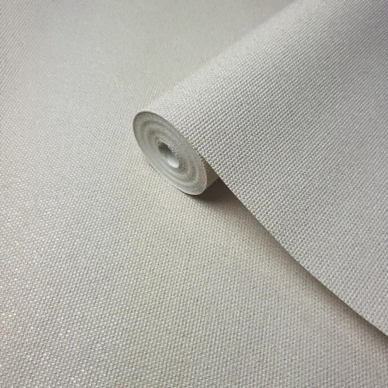 Wallpaper Cream gold metallic plain embossed faux cloth - 42 inc x 33 ft