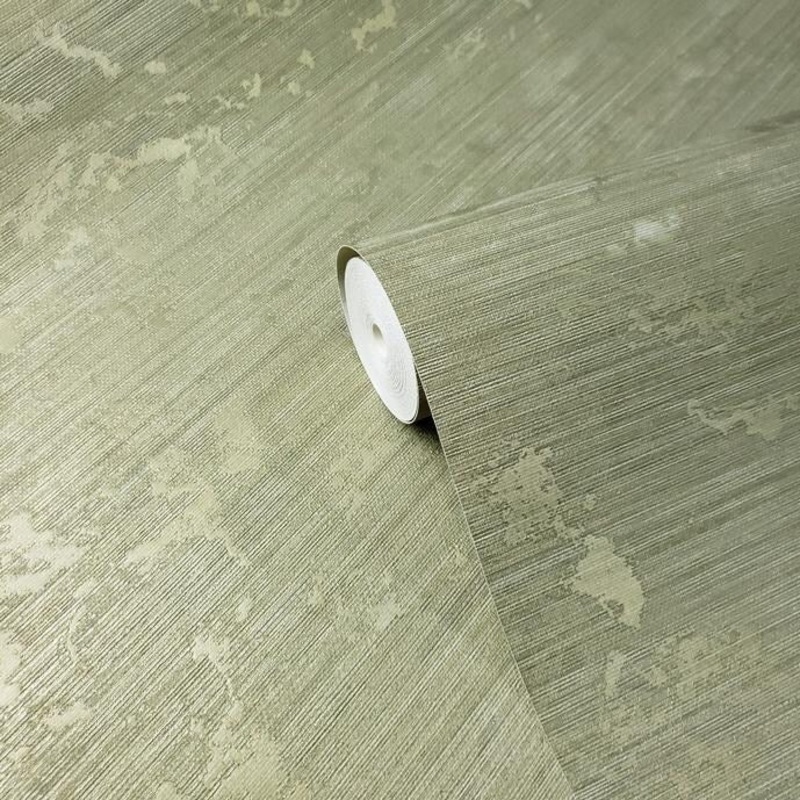 Wallpaper Olive Green Metallic Textured Plain grasscloth - 27 inc x 33 ft