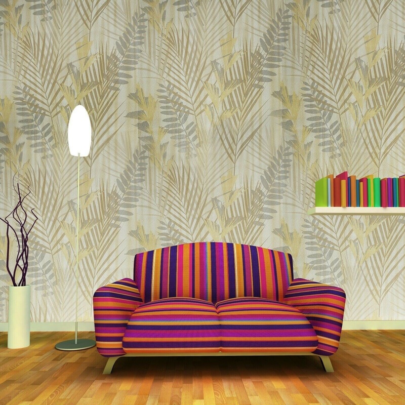 Wallpaper yellow Gold Floral Jungle Tropical Palm Leaves - 27 inc x 33 ft