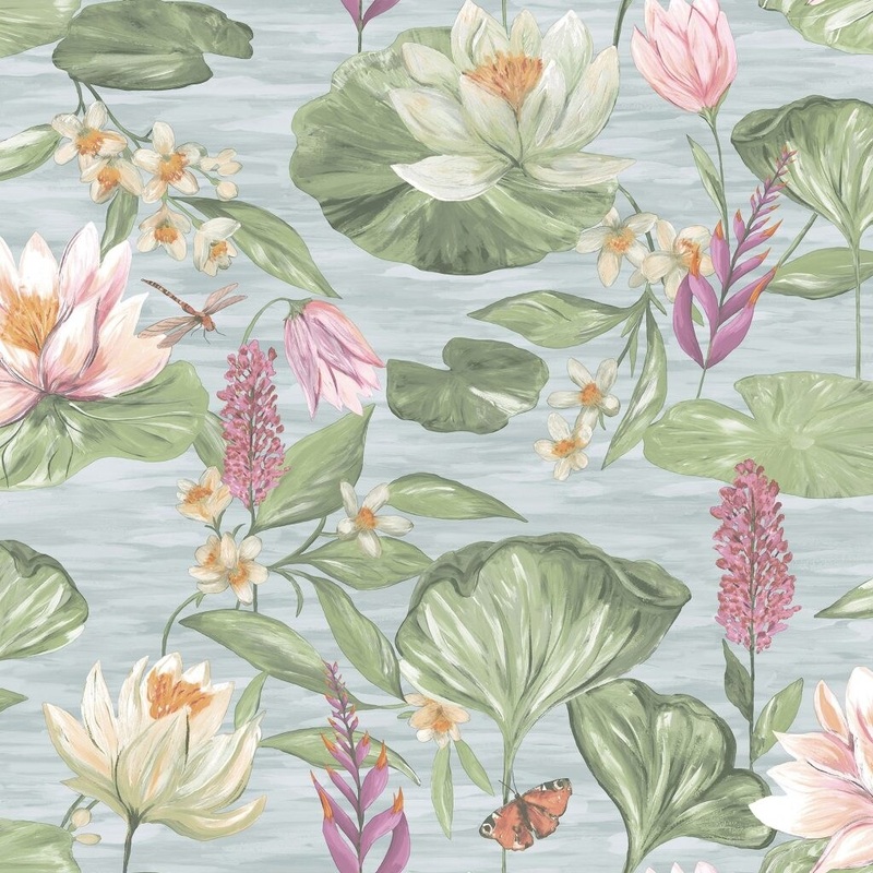 Water Lily Non-pasted Wallpaper  396in x 20.8in