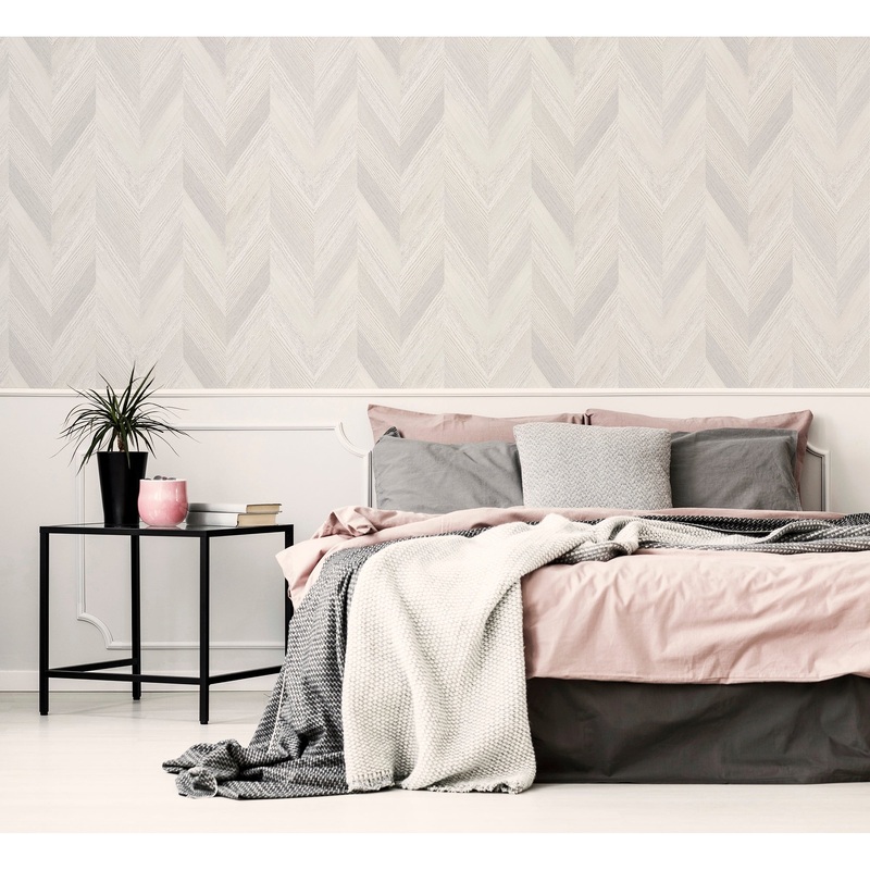 33.5 Sq. ft. Chevron Wood Neutral Peel and Stick Wallpaper