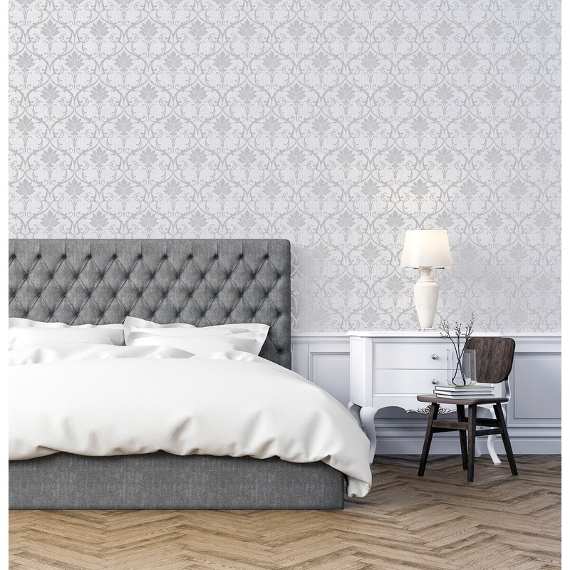 33.5 Sq. ft. Divine Damask Grey Peel and Stick Wallpaper