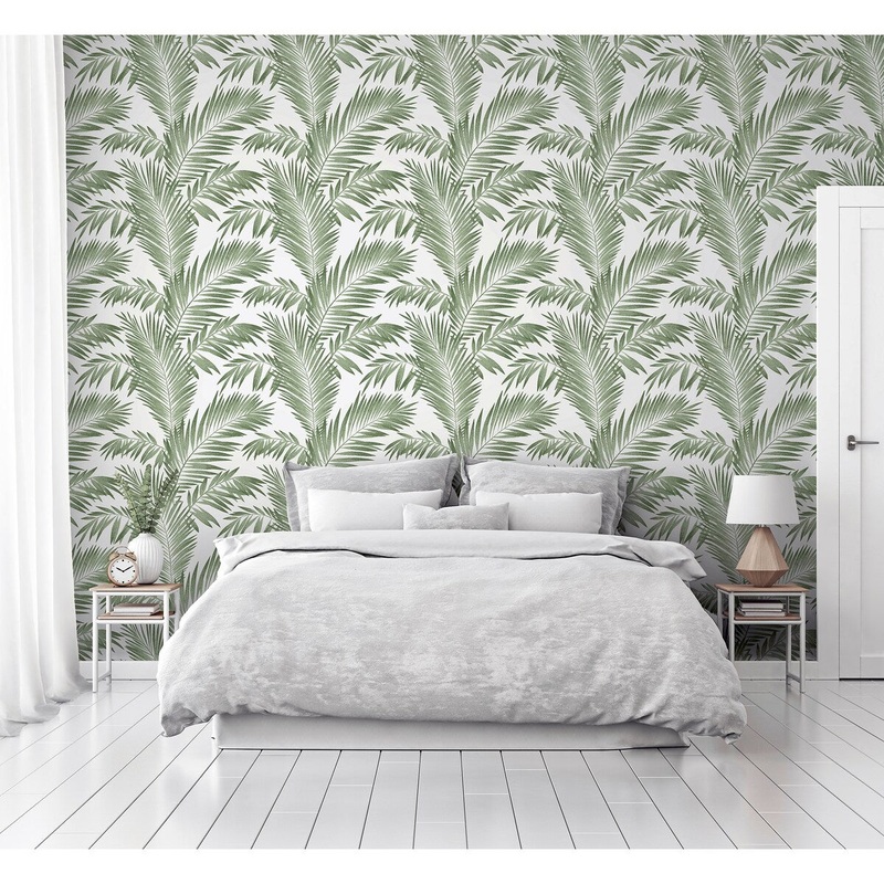 33.5 Sq. ft. Tropical Palm Green Peel and Stick Wallpaper