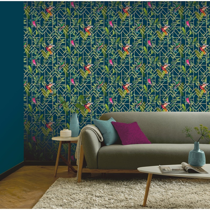 Arthouse Deco Tropical Geometric Unpasted Wallpaper