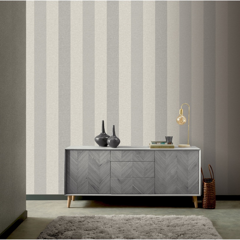 Arthouse Linen Stripe Grey Wallpaper