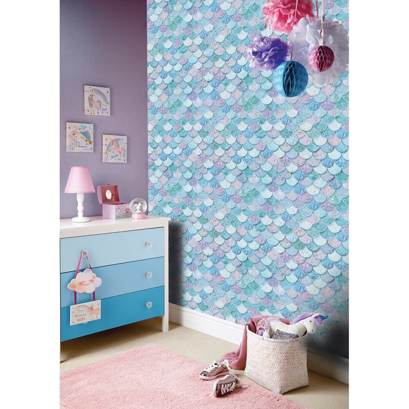 Arthouse Mermazing Scales Ice Blue Wallpaper