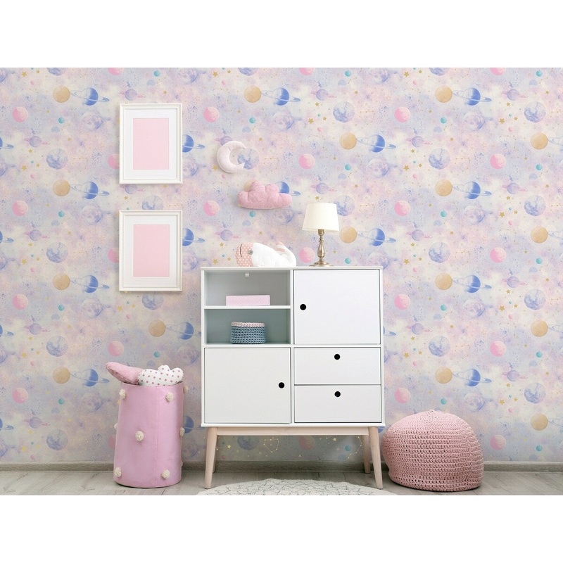 Arthouse Stargazer Pink Multi Vinyl Wallpaper