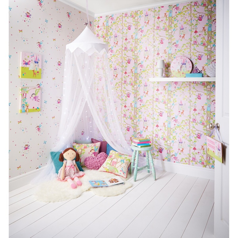 Arthouse Woodland Fairies Pink Wallaper