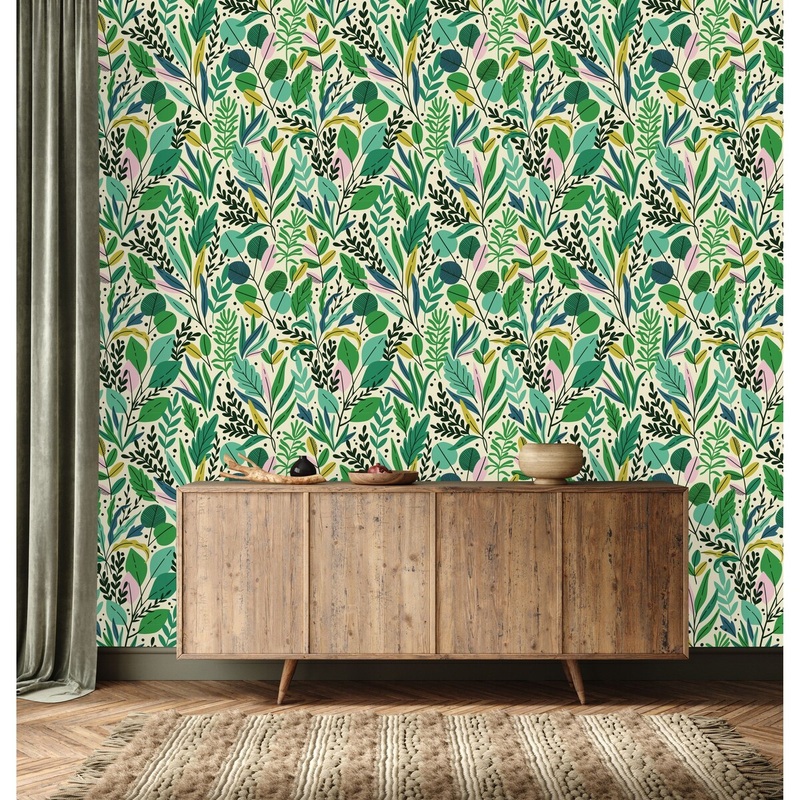 Botanical Green Leaves Wallpaper