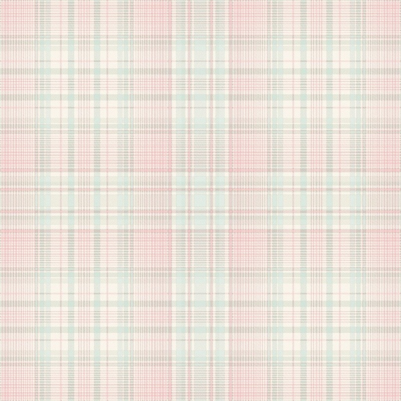 Check Plaid Wallpaper in Turquoise, Pink & Cream