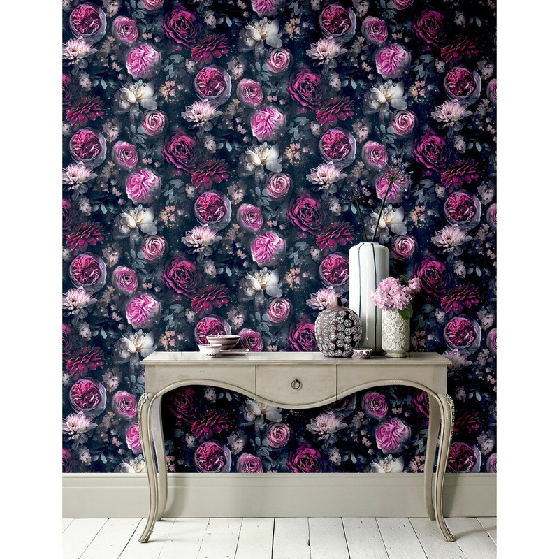 Dark Floral Magic Multi Wallpaper - 20.8 in. W x 33 ft. L
