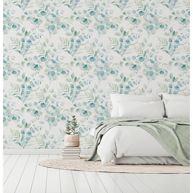 Delicate Leaves Green Wallpaper - 20.8 in. W x 33ft L - Double Roll