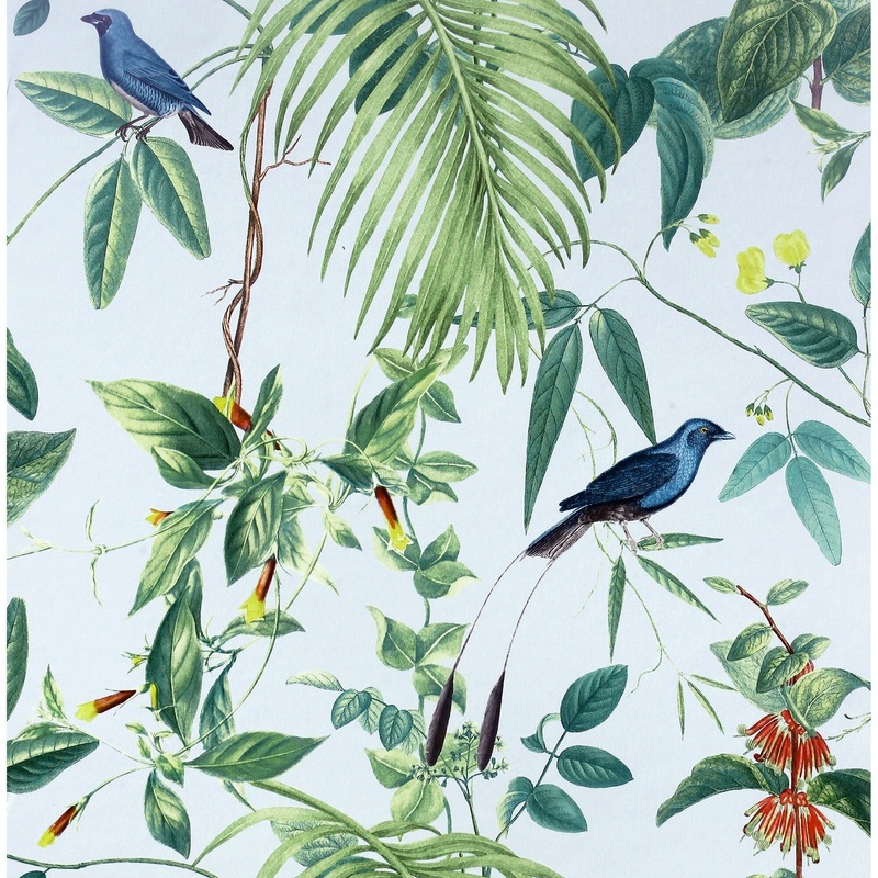 Exotic Garden Blue Non-Woven Wallpaper