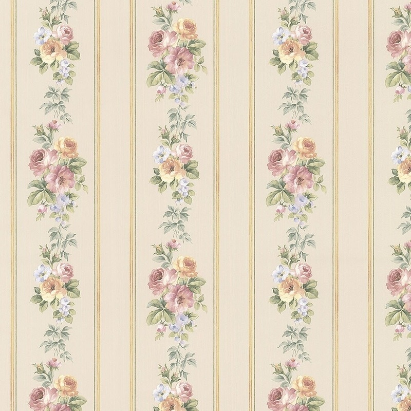 Small Rose Stripe Wallpaper