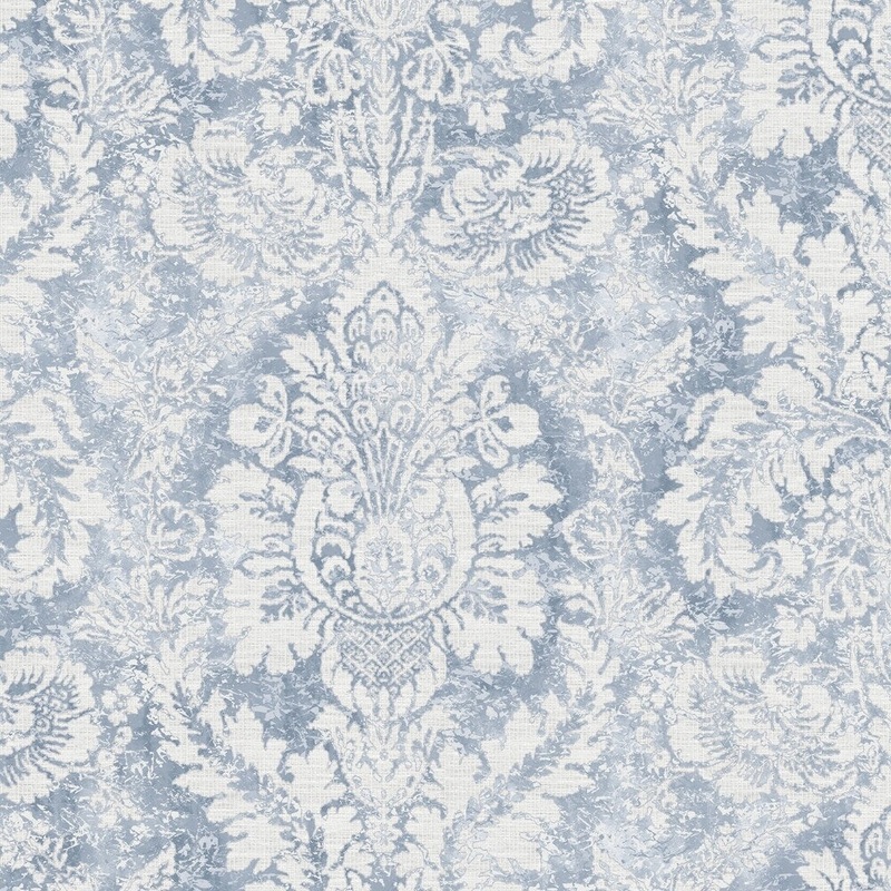 Valentine Damask Wallpaper in Pink, Khaki & Grey