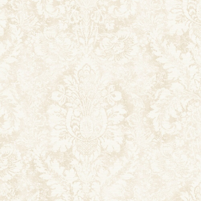 Valentine Damask Wallpaper in Taupe & Linen