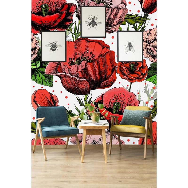 Vibrant Poppy Flowers Wallpaper Mural