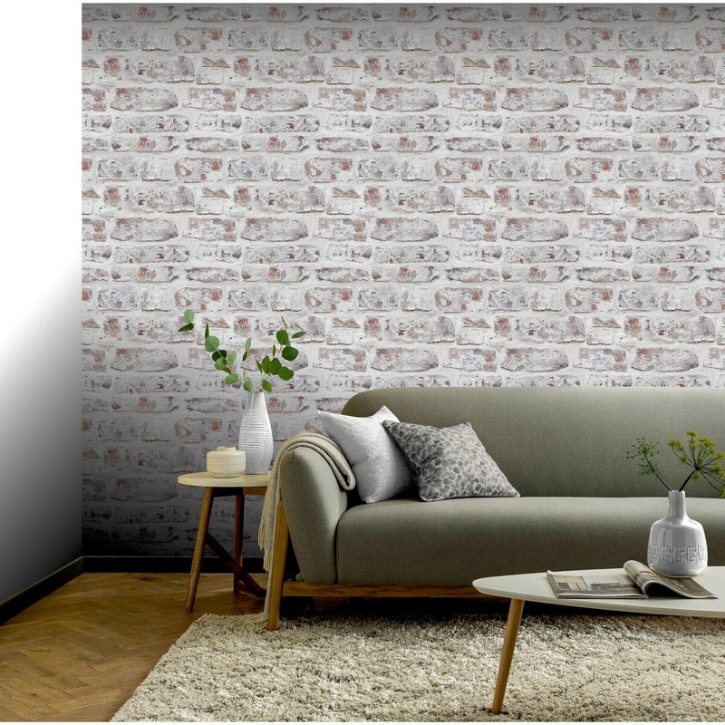 Whitewashed Wall White Wallpaper - 20.8in. W x 33ft L