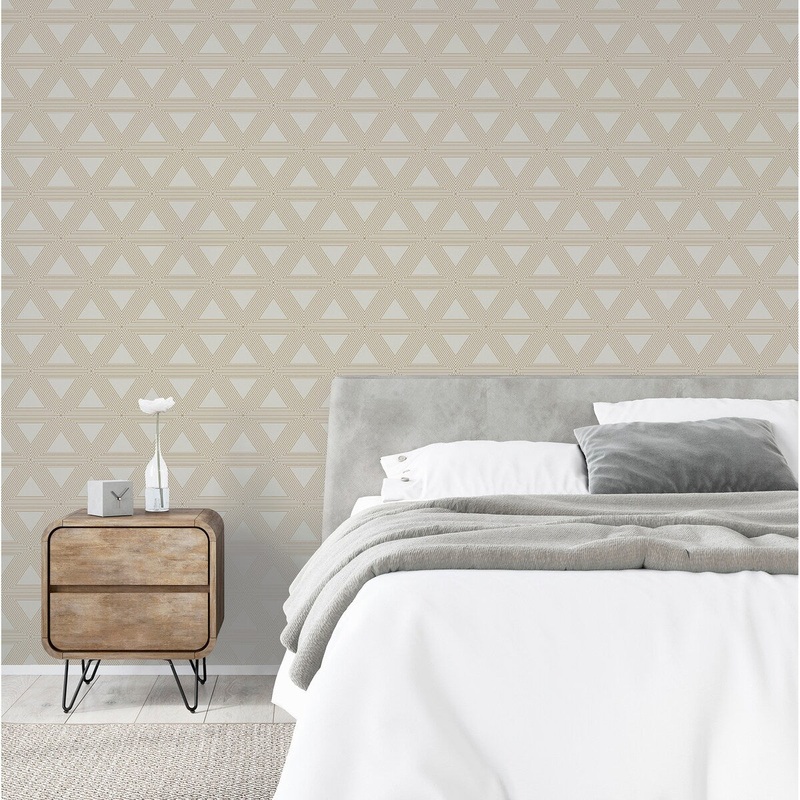 33.5 Sq. ft. Geometric Triangle White Peel and Stick Wallpaper - Single Roll