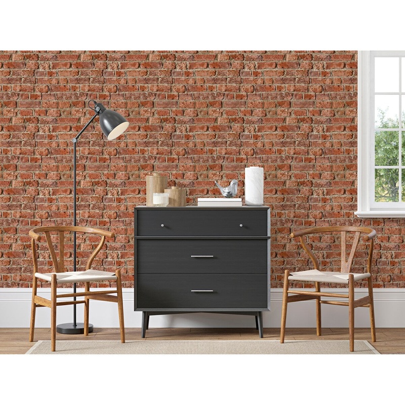 33.5 Sq. ft. Urban Red Brick Realistic Peel and Stick Wallpaper