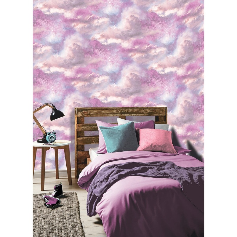 Arthouse Diamond Galaxy Purple and Blush Vinyl Wallaper