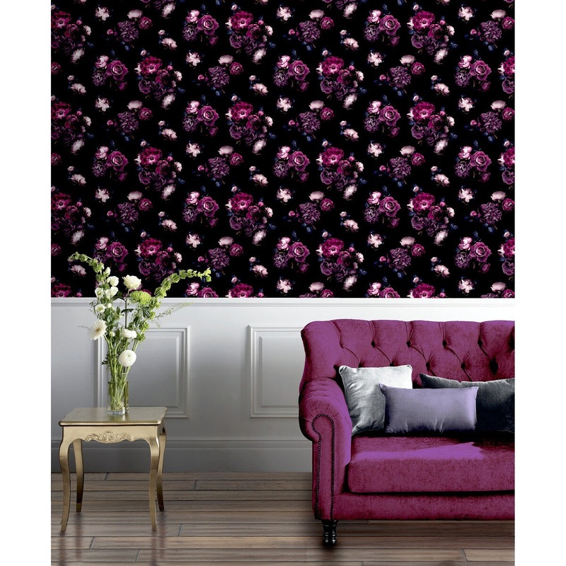 Arthouse Euphoria Floral Plum Wallpaper