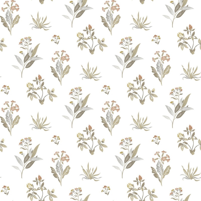 Galerie Wallcoverings Cottage Chic Large Floral and Leaf Motif ECODECO Material Matte Wallpaper Roll