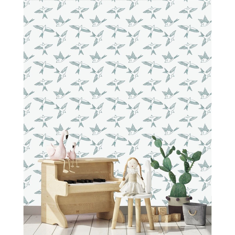 Swallows on White Background Wallpaper