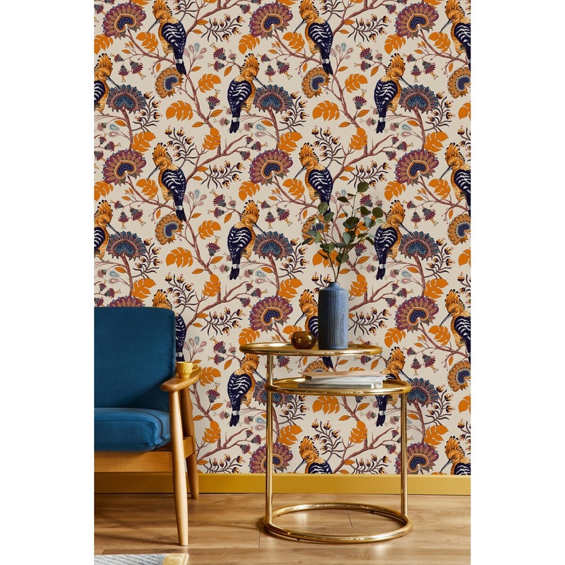 Vintage Flowers and Birds Wallpaper