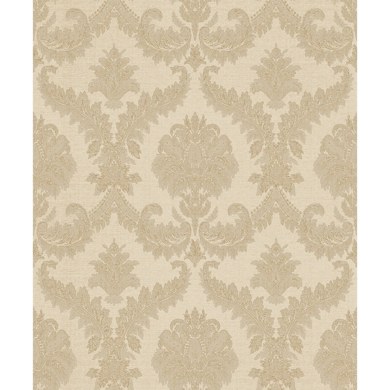 Galerie Wallcoverings Cottage Chic Damask Vinyl on Non-woven Metallic Wallpaper Roll