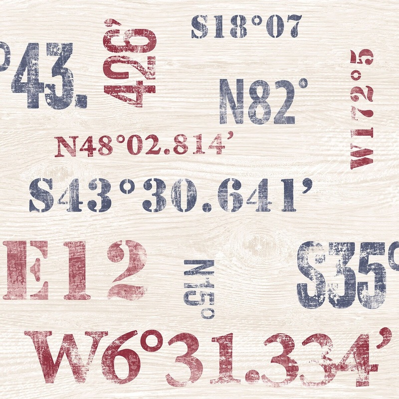 Galerie Wallcoverings Deauville 2 Naval Coordinates Print Non-woven Matte Wallpaper Roll