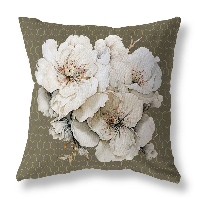 Aloe And Green Magnolia Majesty Faux Suede Throw Pillow