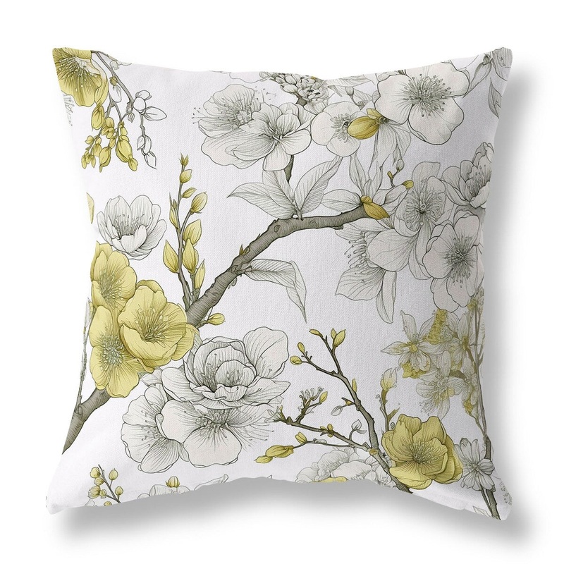 White And Gold Petal Poetry Faux Suede Throw Pillow