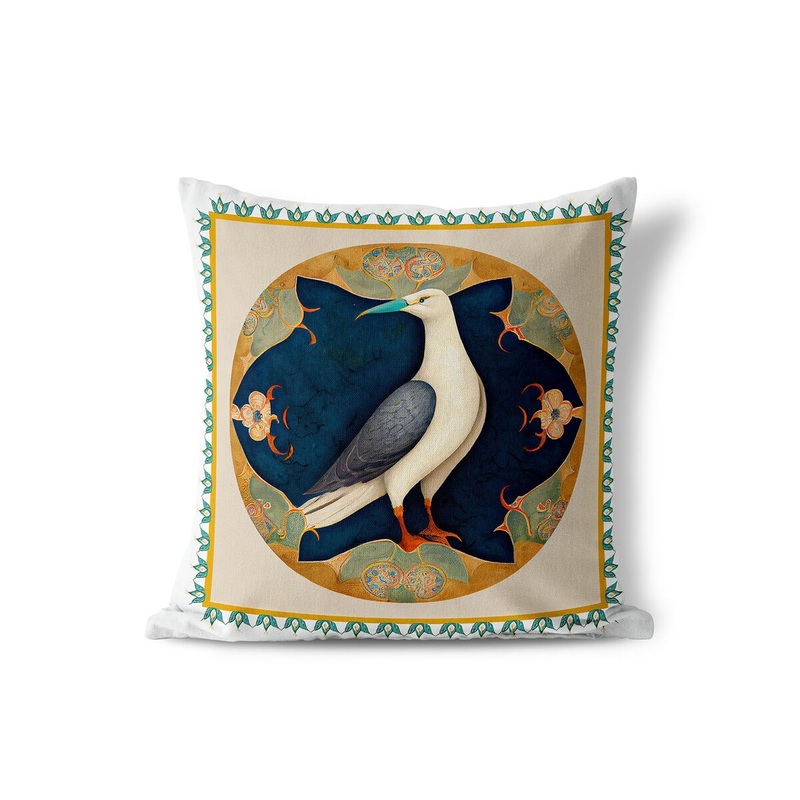 Amrita Sen Albatros Circle Indoor Outdoor Pillow with Removable Cover