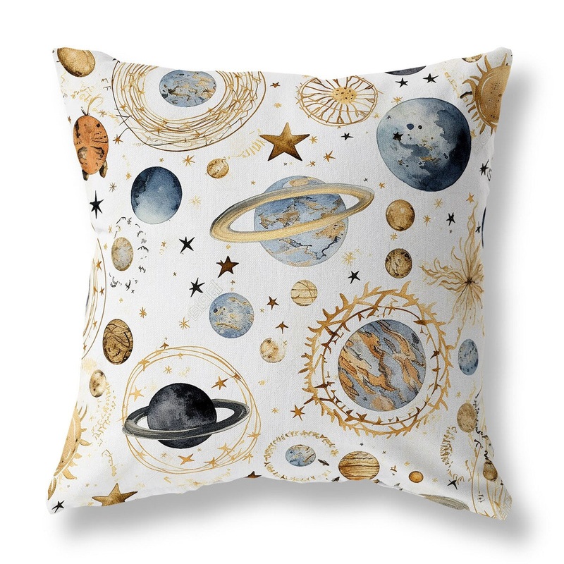 White And Blue Space Fusion Indoor/Outdoor Throw Pillow Zipper