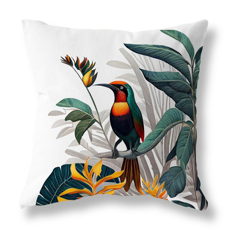 White And Blue Woodland Chronicles Indoor/Outdoor Throw Pillow