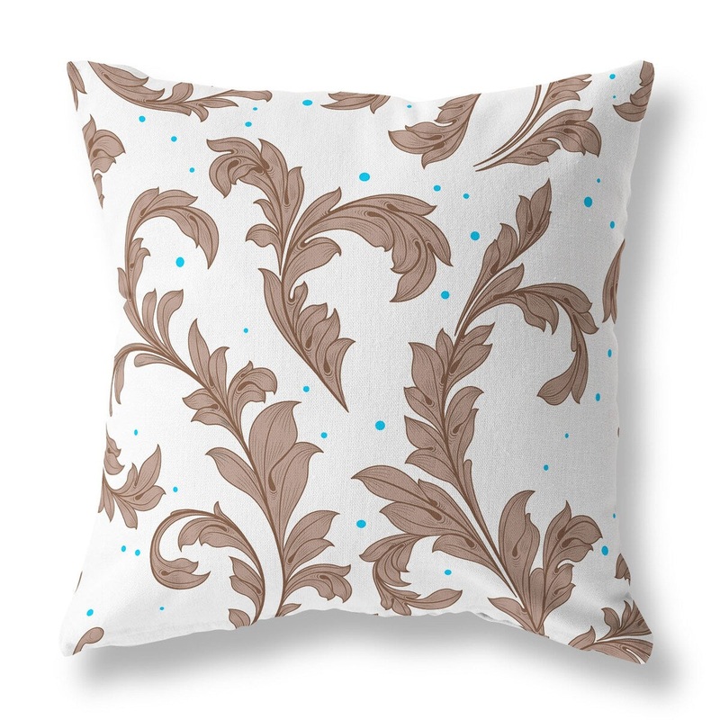 White And Brown Petal Perfection Indoor/Outdoor Throw Pillow