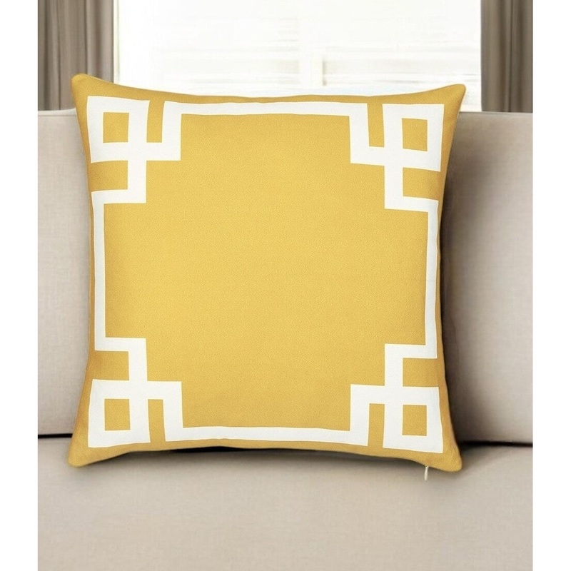18" Yellow and White Throw Pillow Cover