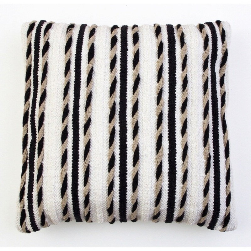 20x20 White & Black Hugh Woven Pillow
