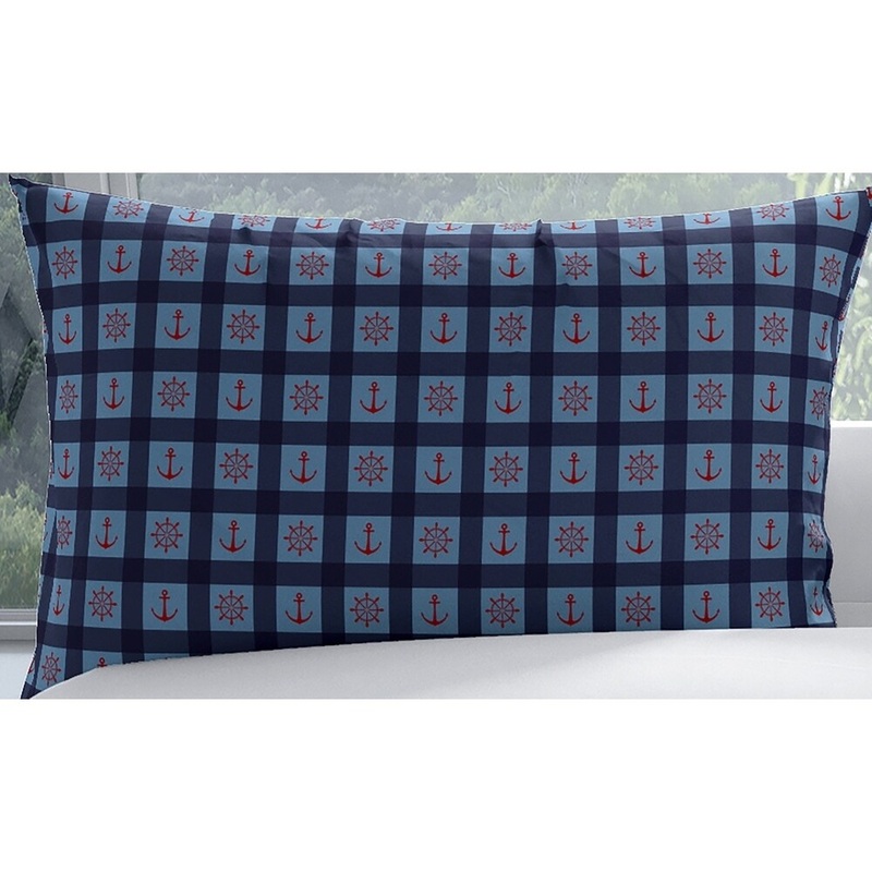 ANCHOR GALORE LIGHT BLUE AND RED Pillow Case By Kavka Designs