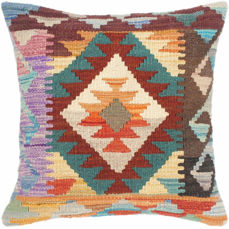 Bauhaus Lilliam Hand-Woven Turkish Kilim Throw Pillow 18 in. x 18 in.