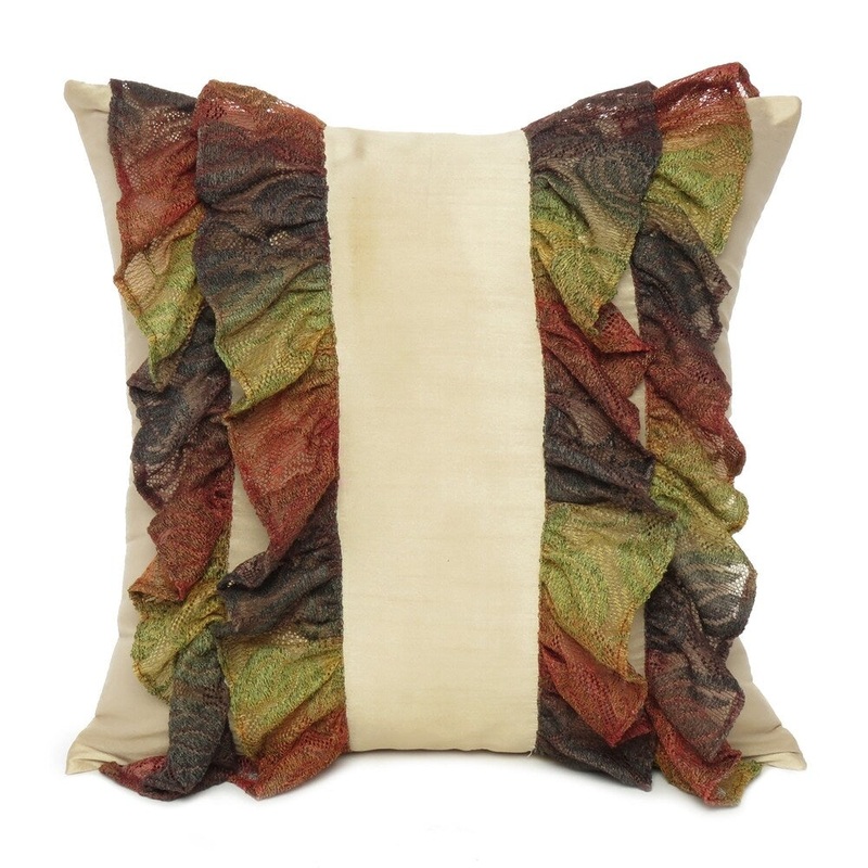Beige Ruffle Throw pillow Cover Decorative Polydupion Handmade Cushion Cover pillow Cases (18" x 18")
