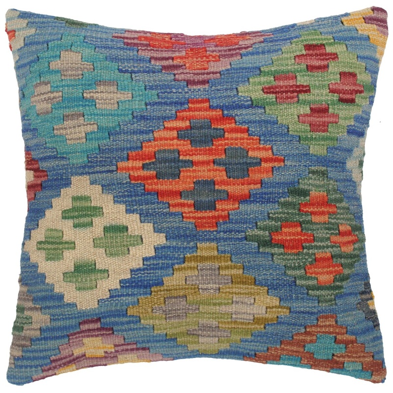 Shabby Chic Alexia Hand-Woven Turkish Kilim Pillow -18 in. x 18 in.