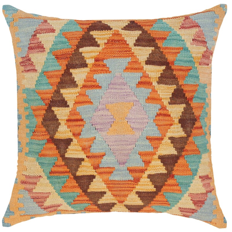 Shabby Chic Carola Hand-Woven Turkish Kilim Throw Pillow