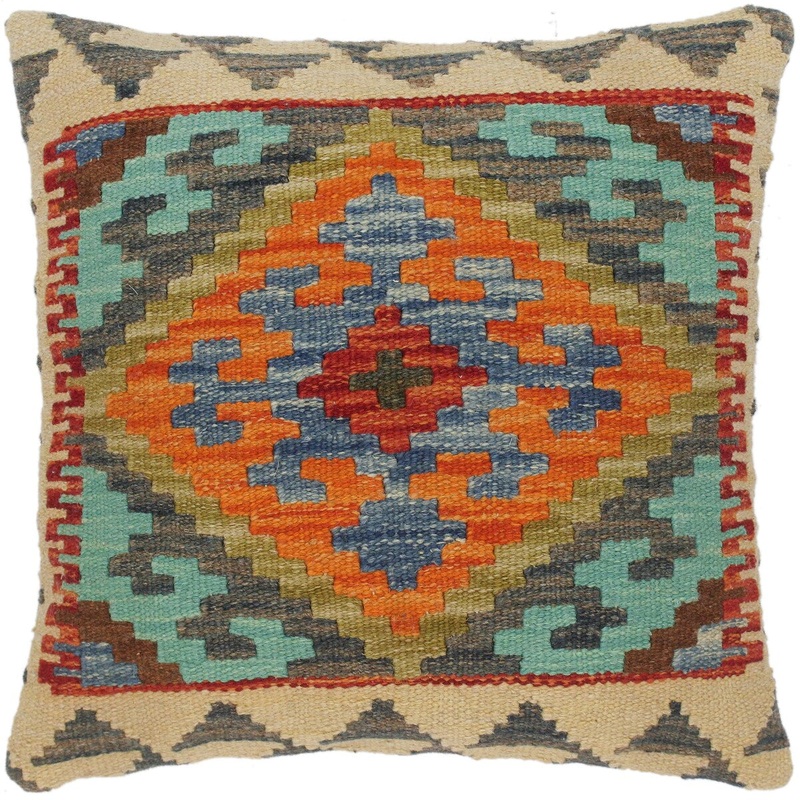 Shabby Chic Ignacia Hand-Woven Turkish Kilim Pillow 18 in. x 18 in.