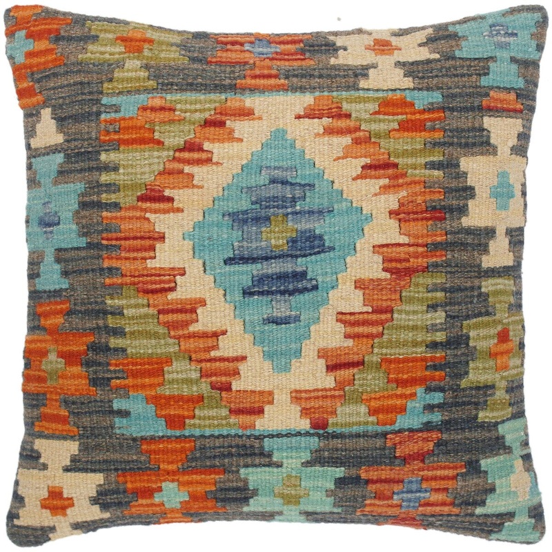 Shabby Chic Kai Hand-Woven Turkish Kilim Pillow 17 in. x 17 in.