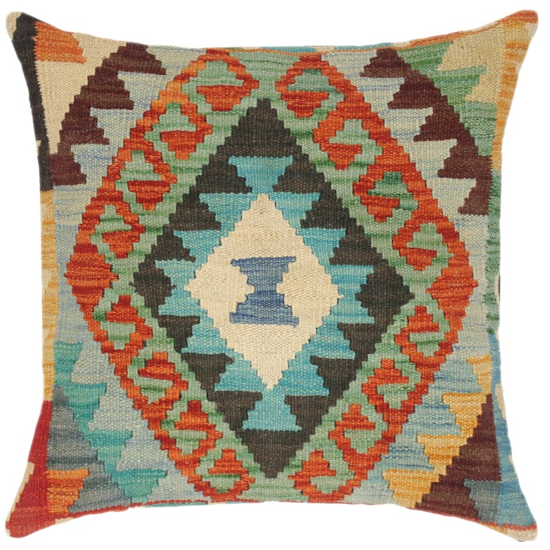 Southwestern Benito Hand-Woven Turkish Kilim Pillow 18 in. x 18 in.