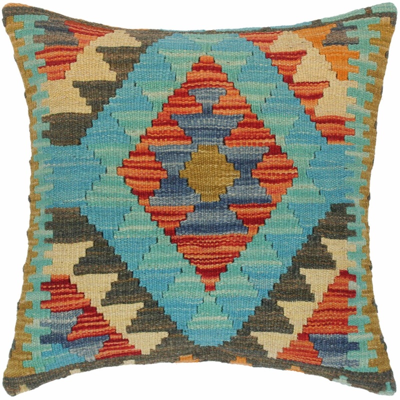 Southwestern Nila Hand-Woven Turkish Kilim Pillow 17 in. x 18 in.