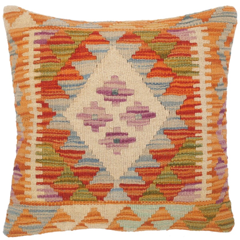 Southwestern Sudie Hand-Woven Turkish Kilim Pillow 18 in. x 18 in.