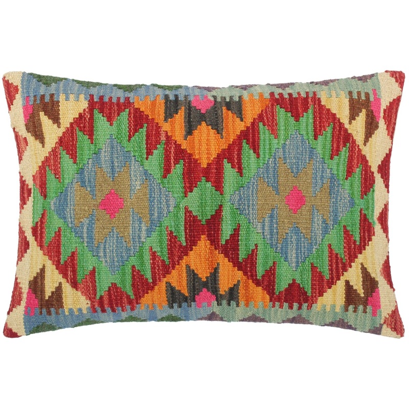 Tribal Lanora Hand-Woven Kilim Throw Pillow 20 in x 15 in.